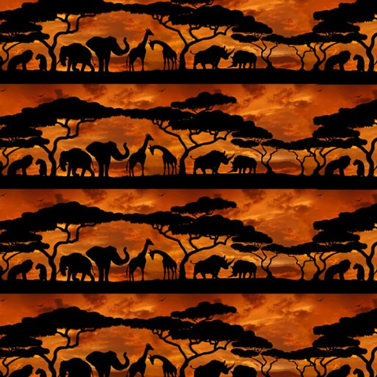 AFRICAN SAFARI SILHOUETTE STRIPE - 0223E
