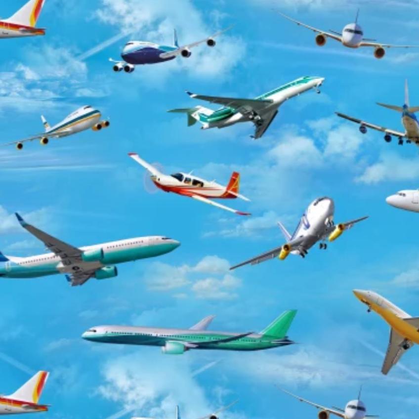 Air Planes Sky Motion Elizabeth's Studio Cotton Fabric