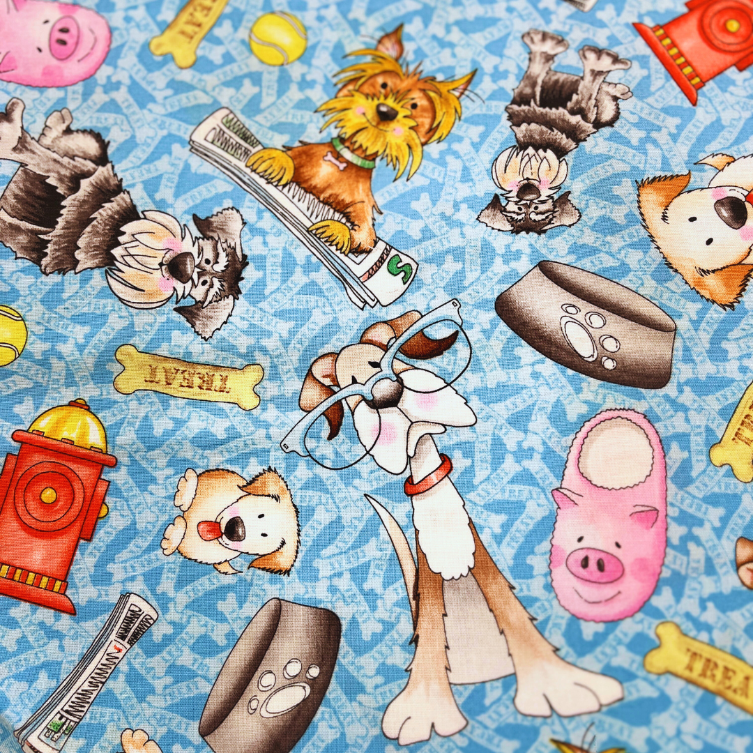 Annie Troe For Dog Gone Fun 9694 100% Cotton Fabric WOF 110cm- 112cm