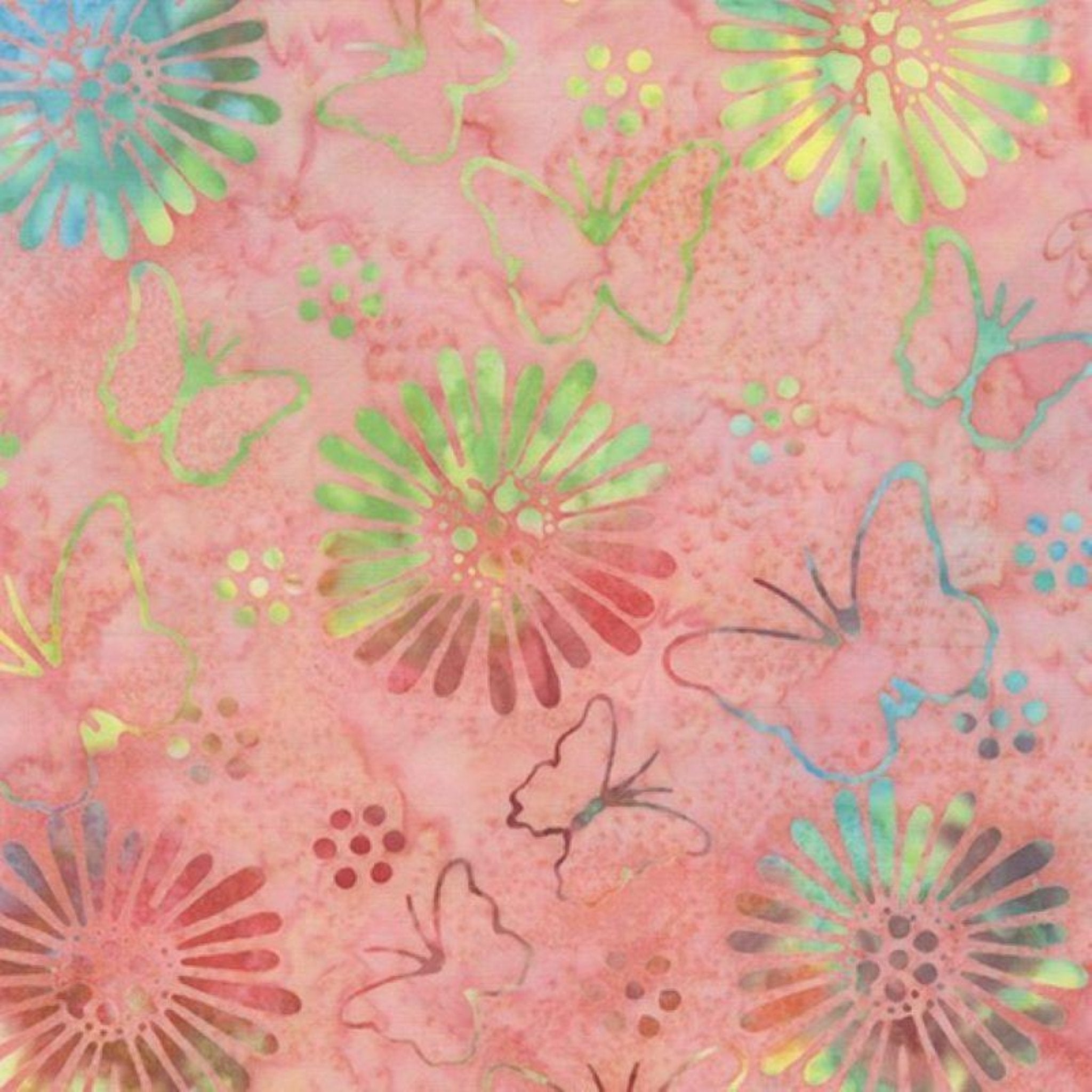 "Anthology Be Colourful Dazzle 3334Q X Flamingo Batik Fabric, featuring bright flamingo pink tones, ideal for quilting and sewing projects."