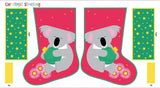Aussie Christmas Festive Friends Koala Stocking Cotton Quilting Fabric Panel