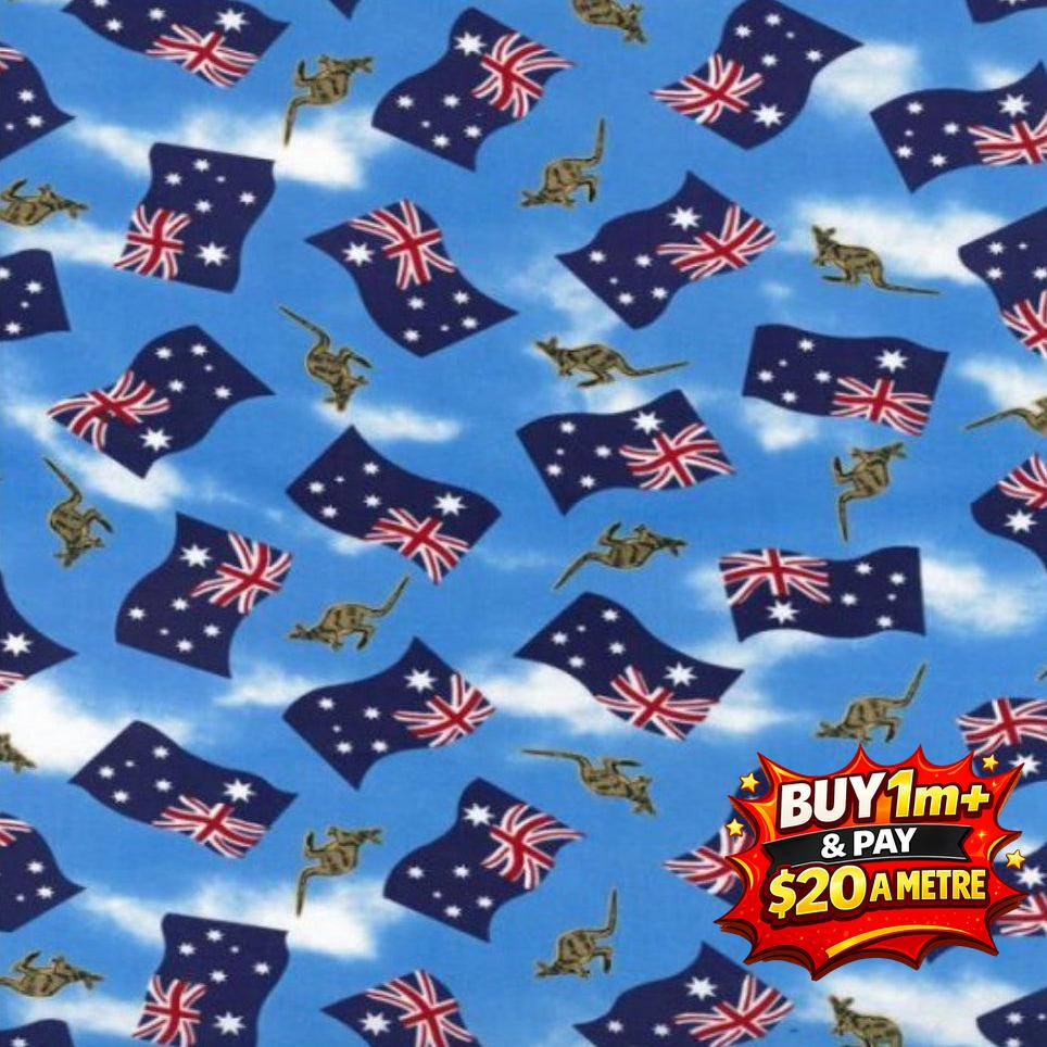 Australian Flags 100% Cotton Fabric WOF 110cm- 112cm