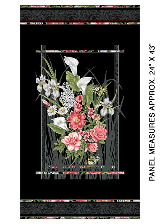BLOOMS BLACK 9053 8012 - Magnificent Blooms panel