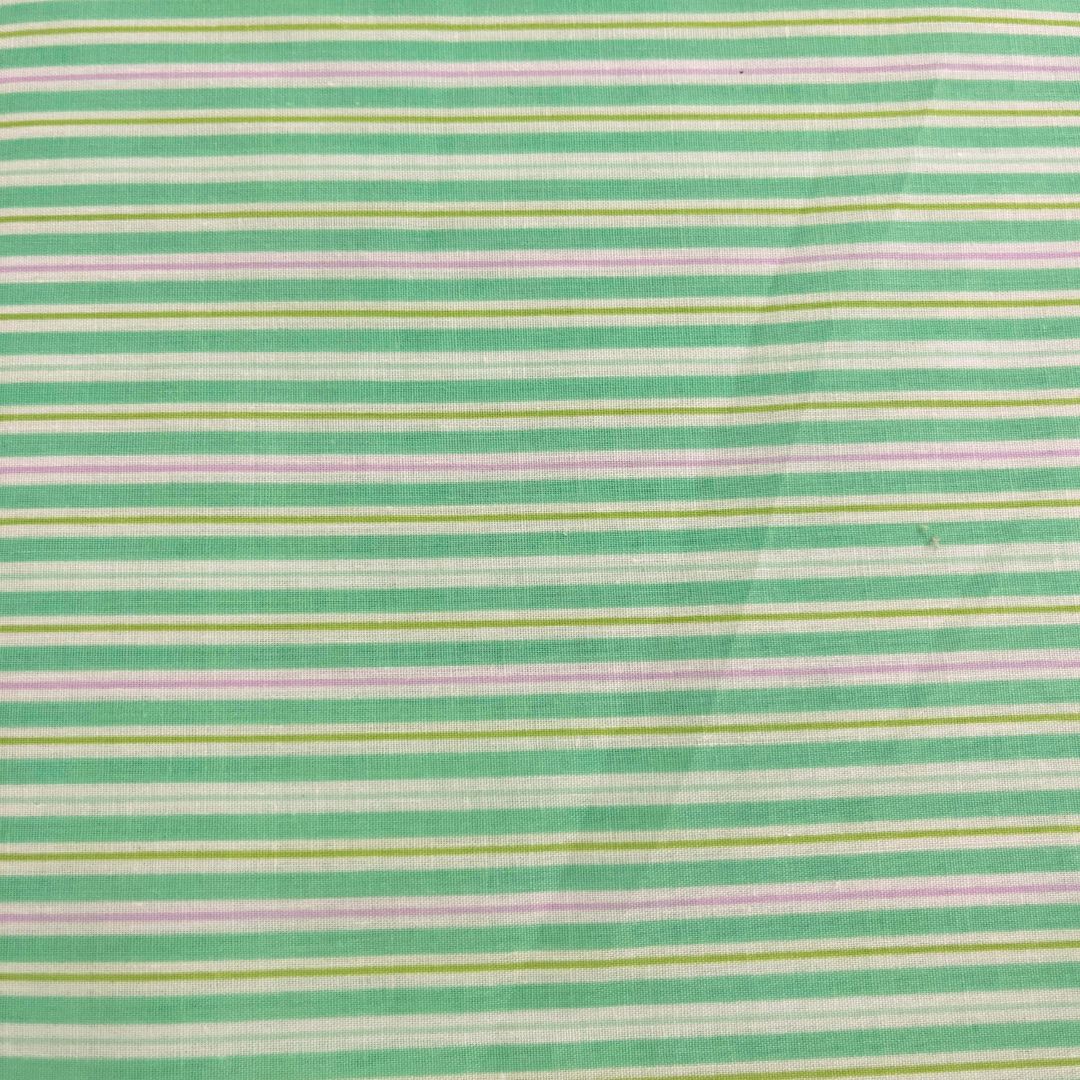 Green Striped Poly Cotton Fabric