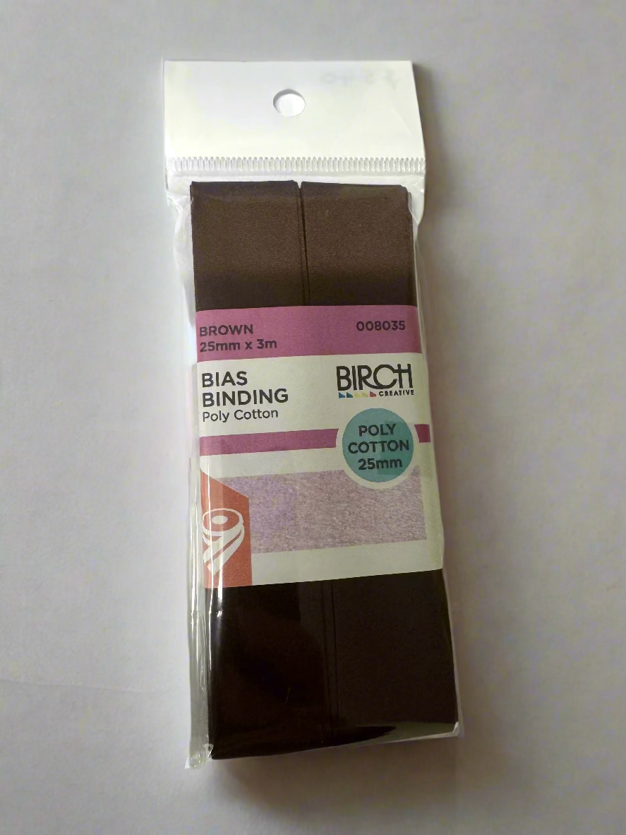 Birch Brown Polycotton Bias Binding 12mm x 5m