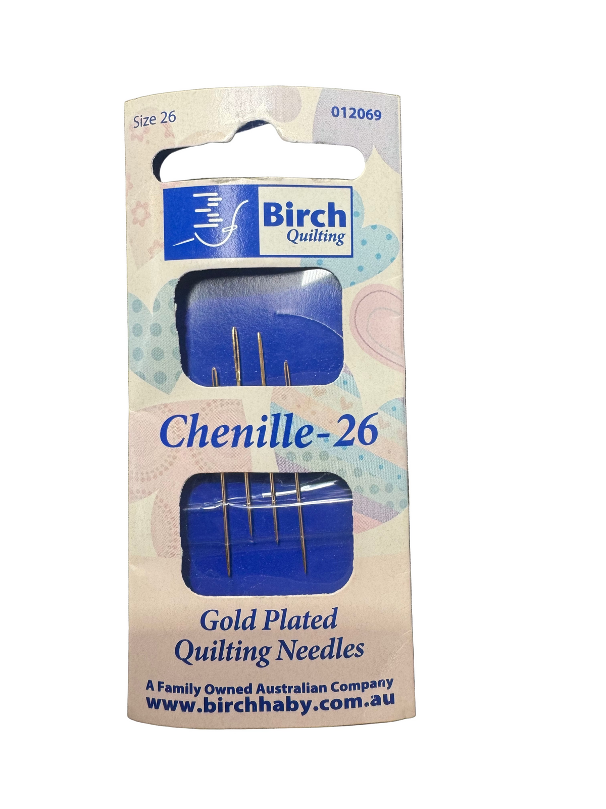 Birch Gold Plated Quilting Needles Chenille Size 26, 4 Pack