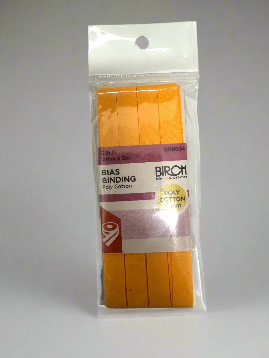 Birch Gold Polycotton Bias Binding 12mm x 5m