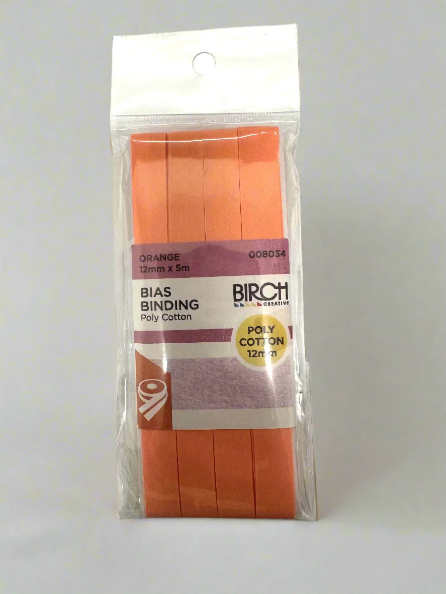 Birch Orange Polycotton Bias Binding 12mm x 5m