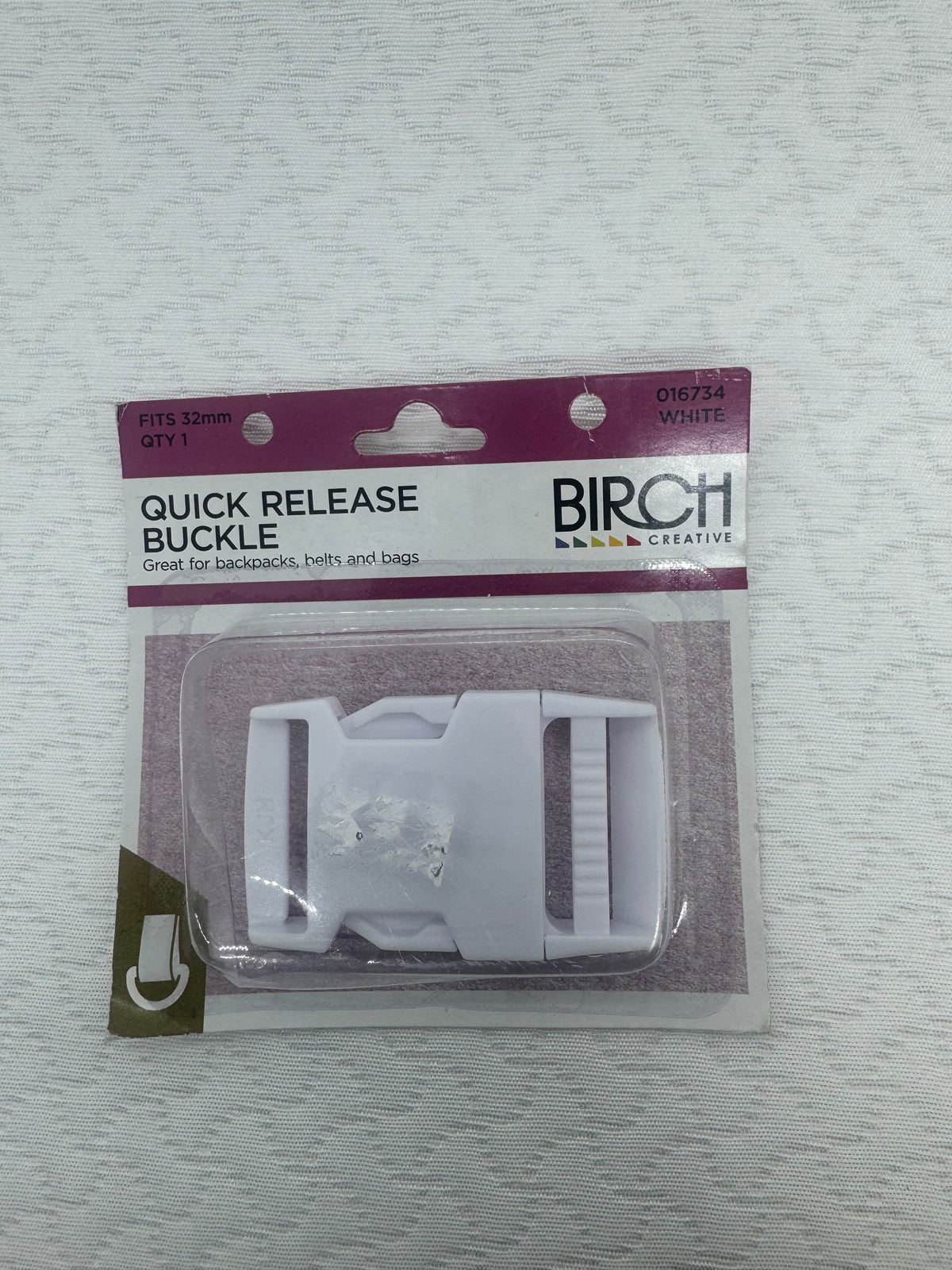 Birch Quick Release Buckle Fits 32mm White