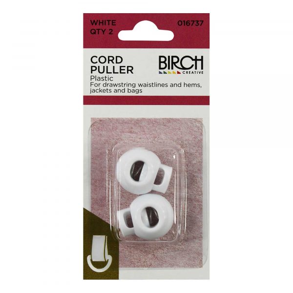 Birch Round Cord Ends White, 2 Pack, 8mm