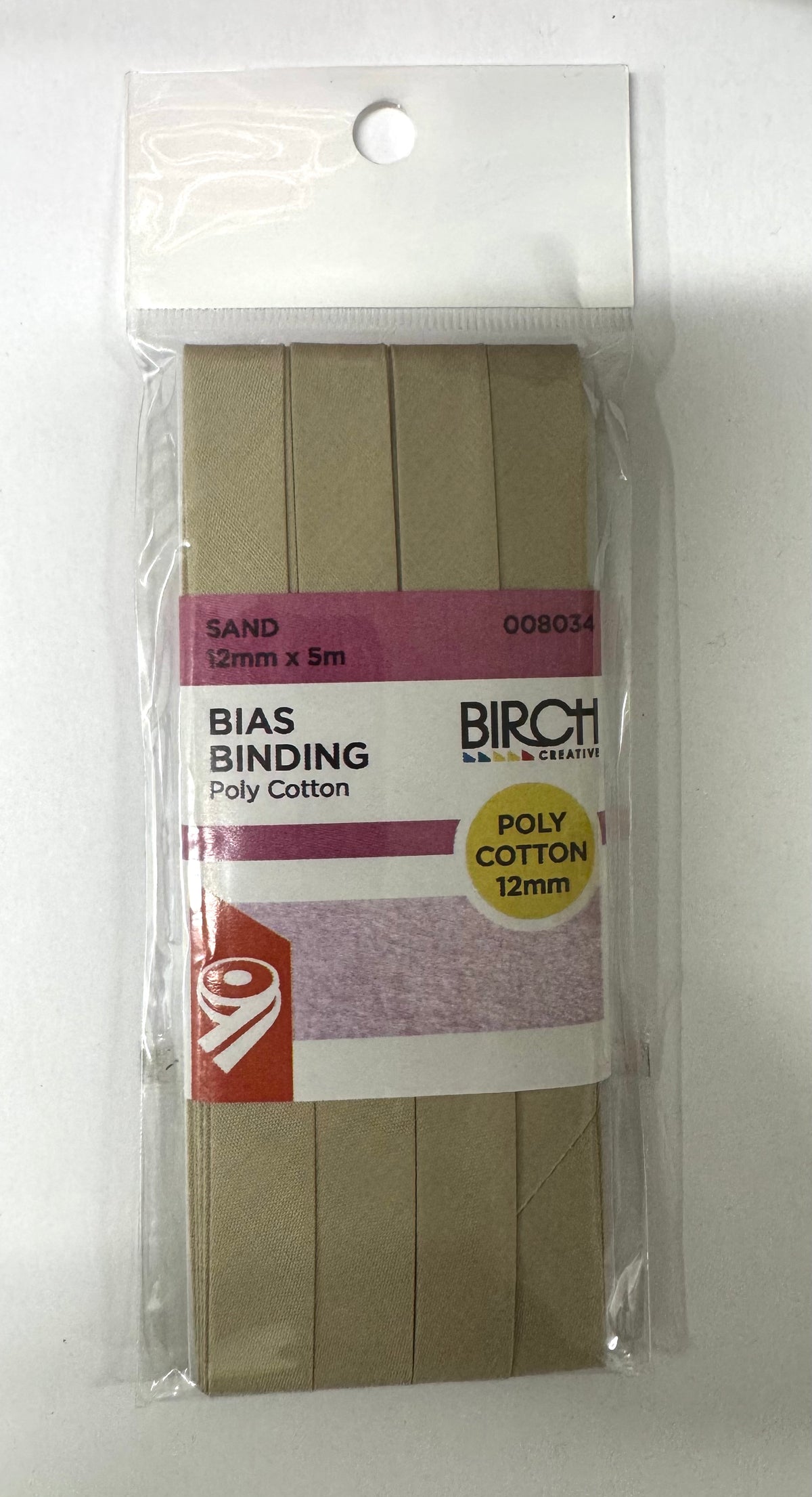 Birch Sand Polycotton Bias Binding 12mm x 5m