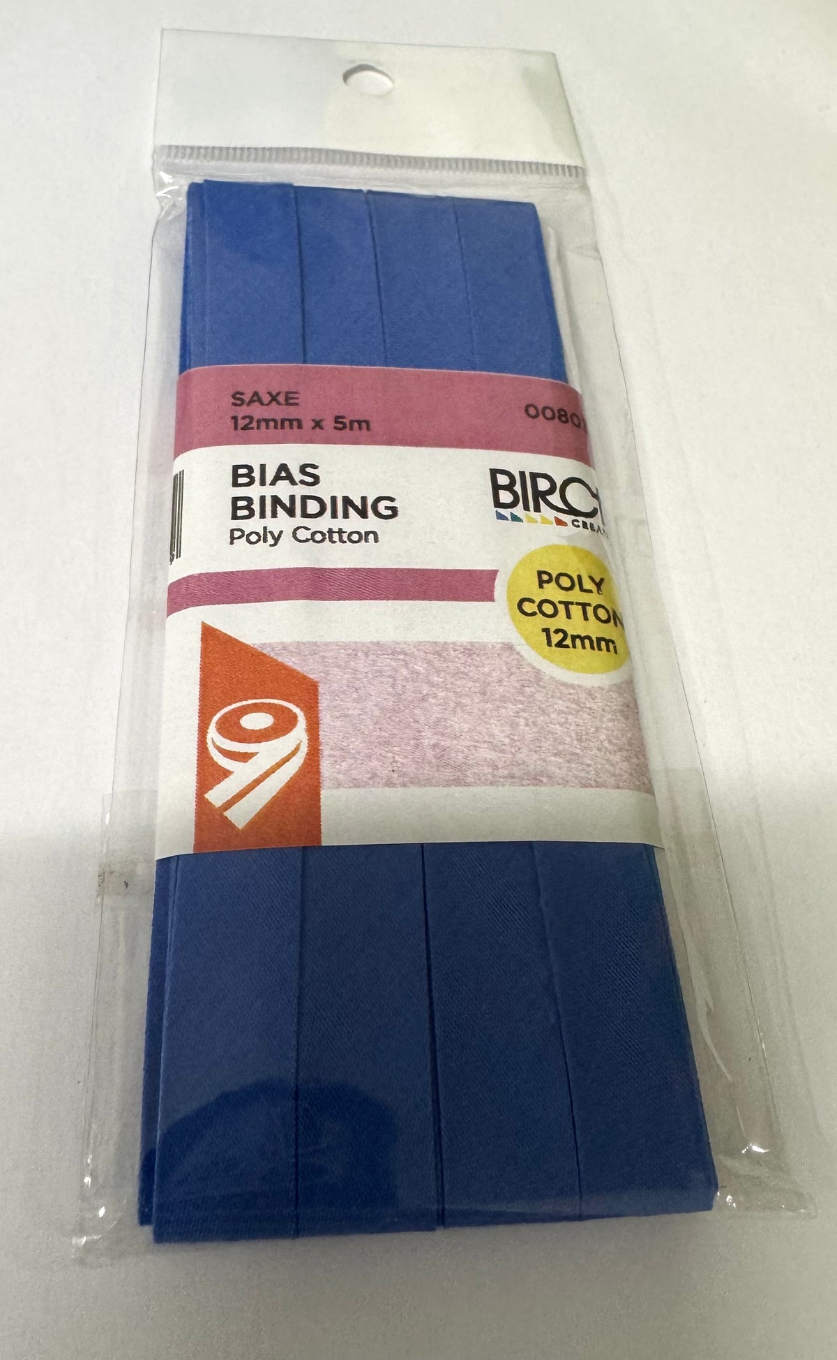 Birch Saxe Polycotton Bias Binding 12mm x 5m