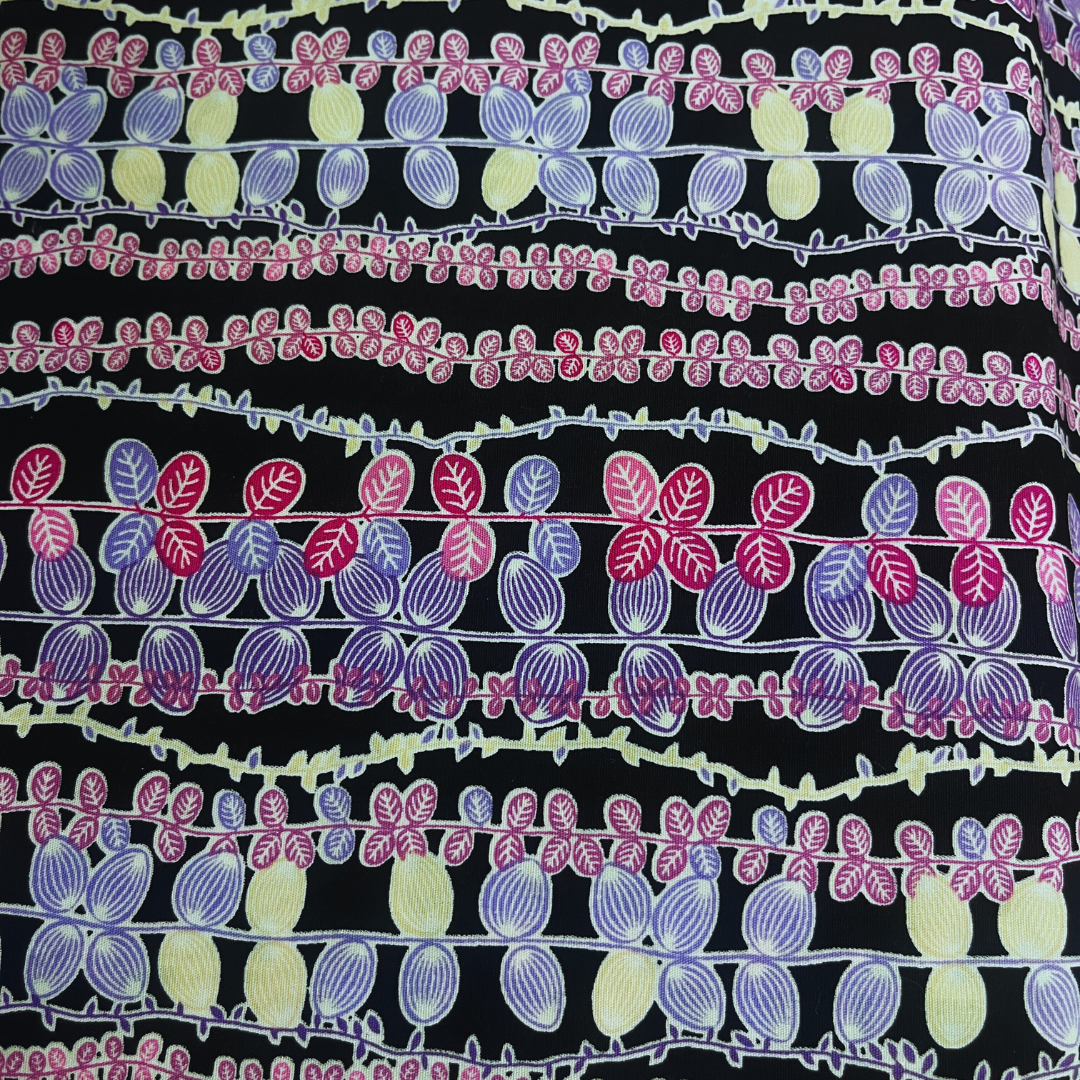 Black and Pink Floral 100% Cotton Fabric WOF 110cm - 112cm