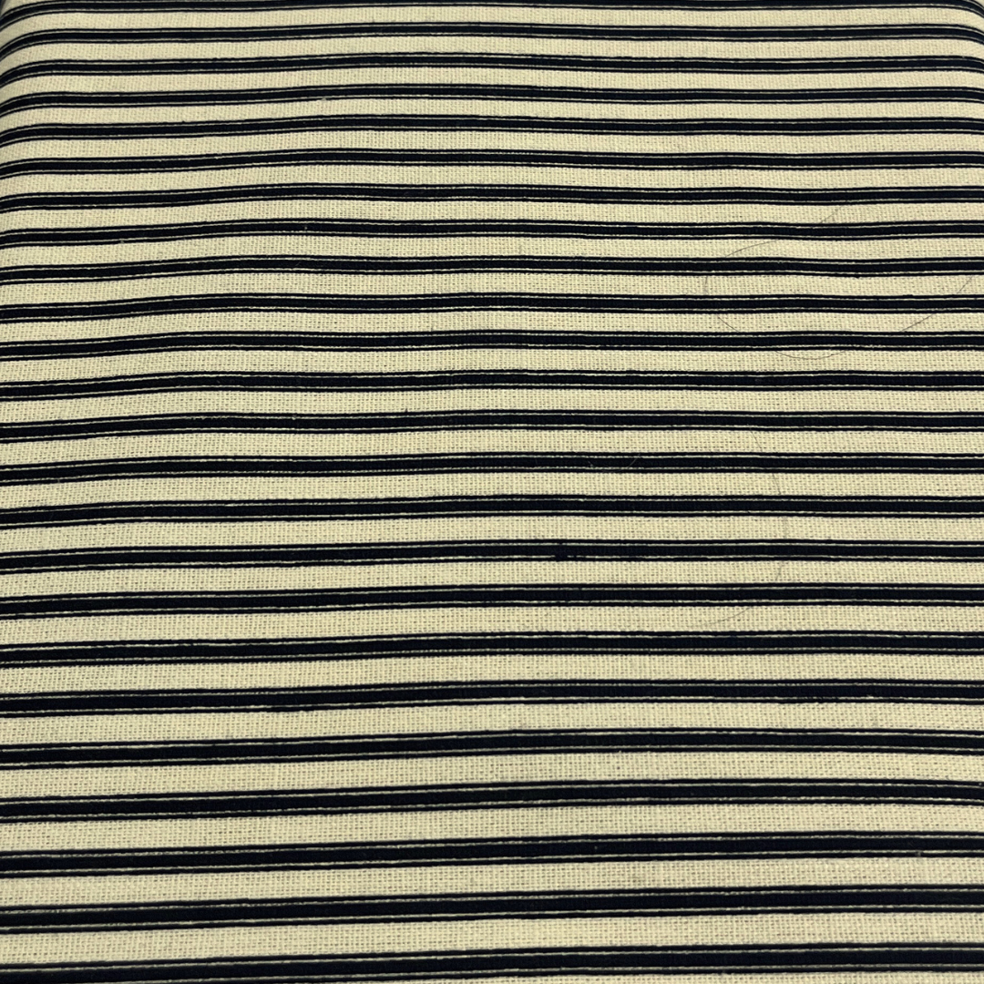 Black on Pale Yellow Linen/Cotton Blend WOF 110cm - 112cm
