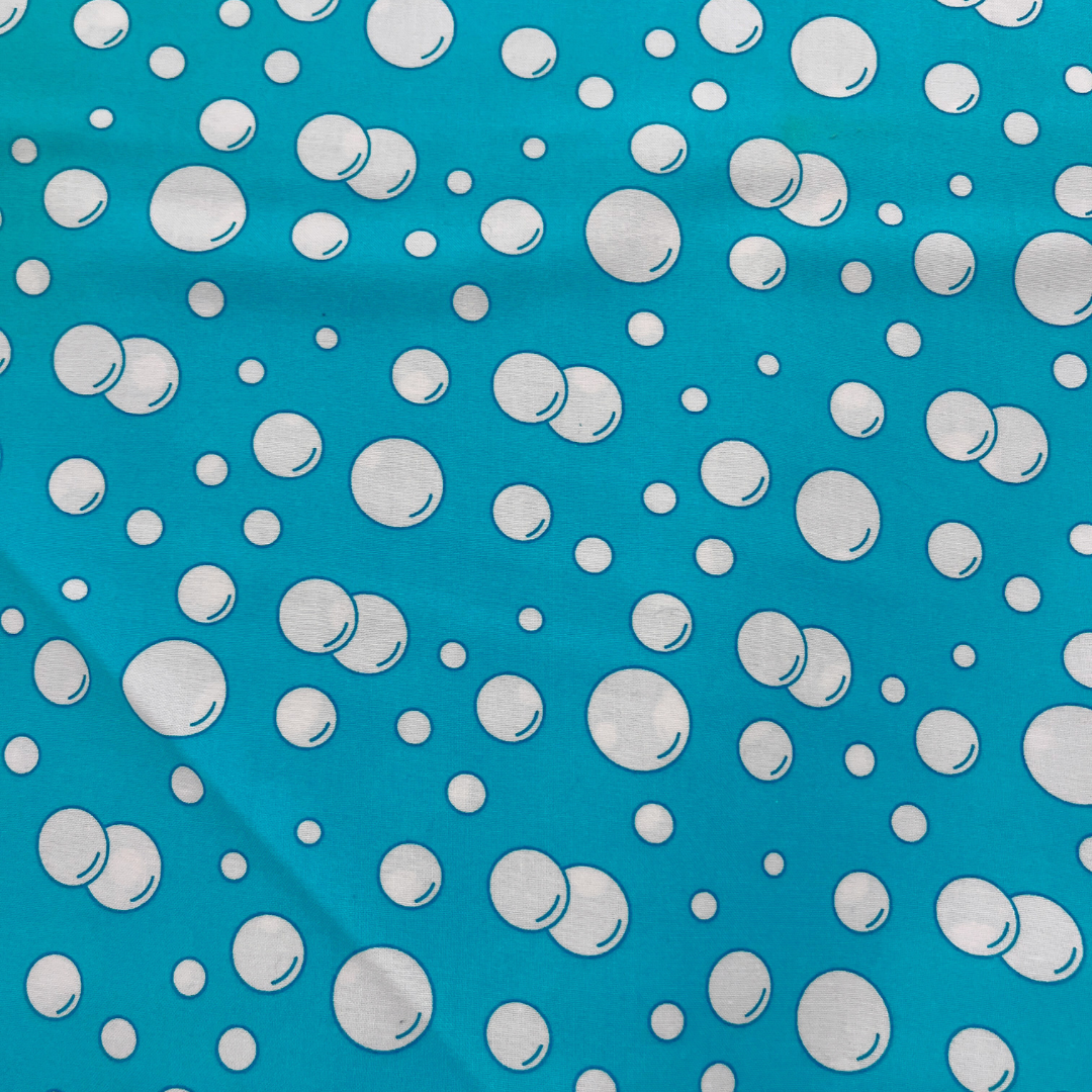 Blue Bubbles 100% Cotton Fabric WOF 110cm- 112cm