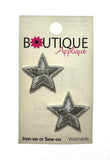 Boutique Applique Silver Stars Iron or Sew-on Motif