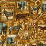Brauner Afrika Stoff Giraffe Zebra Tiger Fabric WOF 110cm - 112cm