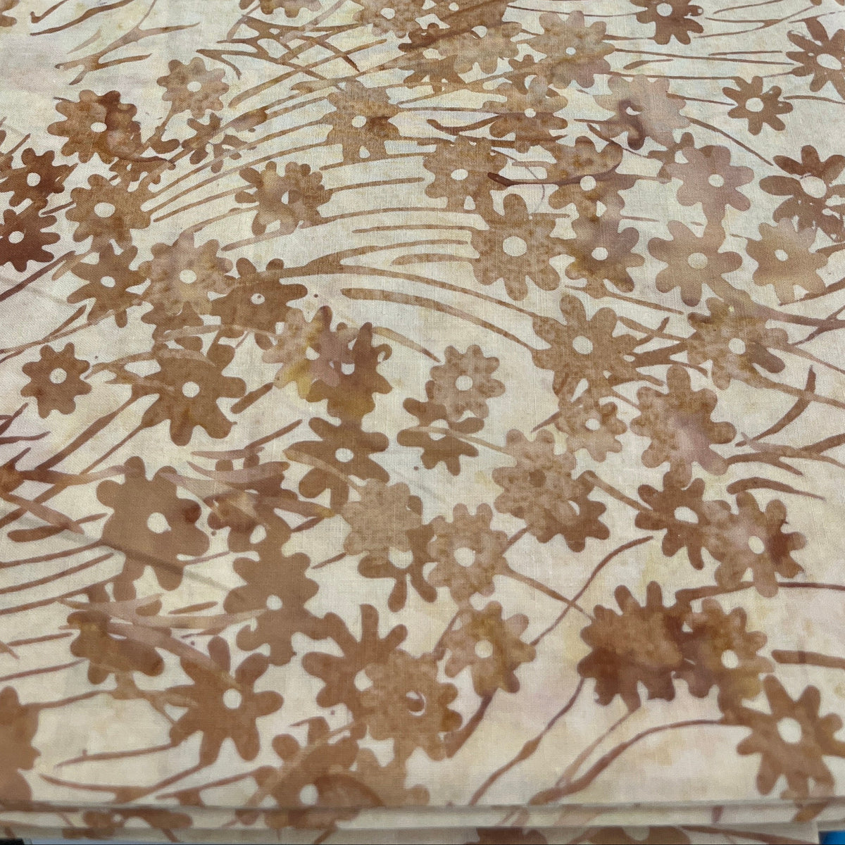 Brown Floral Batik Fabric 205 Lattte WOF 110cm -  112cm