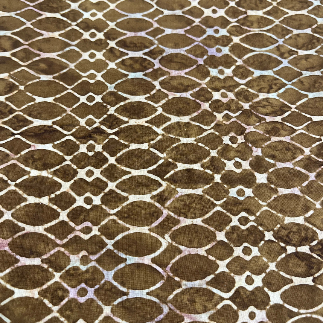 Brown Scroll Batik 100% Cotton Fabric WOF 110cm- 112cm