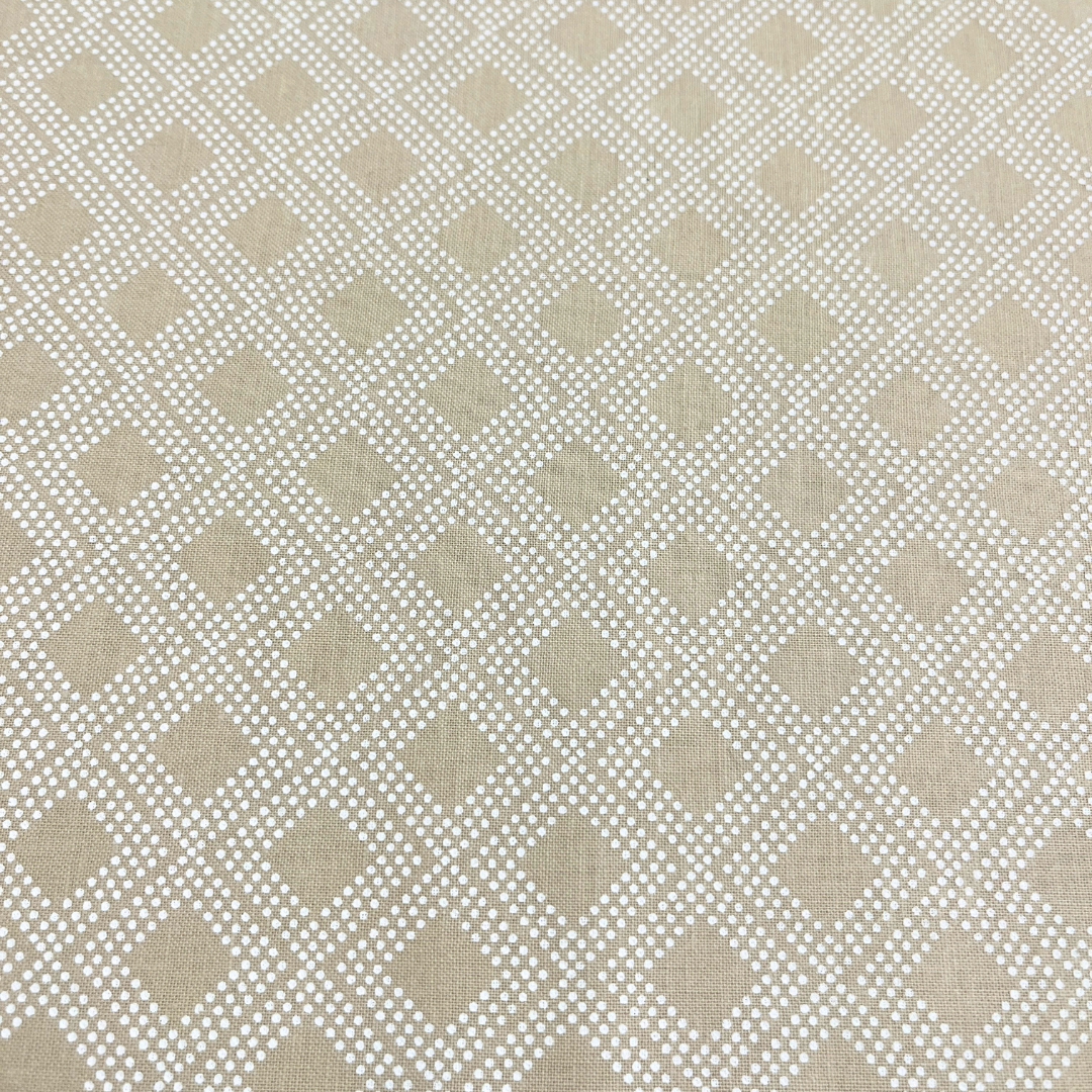 Brown and White Diamonds 100% Cotton WOF 110cm- 112cm