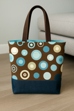 DIY Luxe Tote Bag Kit – Premium Fabric + Easy Instructions Brown and Blue Dots