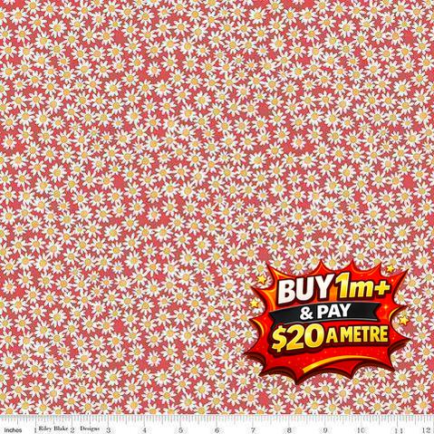 FLORAL CHARMS C15764- RASPBERRY 100% COTTON