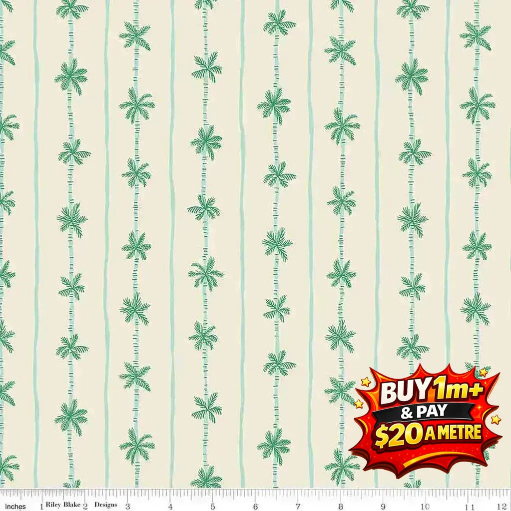FOREVER NEVERLAND PALM STRIPE - C15906 - SANDDOLLAR SAND DOLLAR - 100% Cotton
