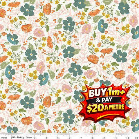 WINGED MEDLEY BOHO BLOOMS CLOUD - C15912-CLOUD - 100% COTTON