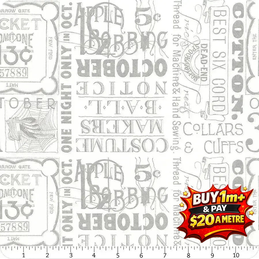 COSTUME MAKER'S ACT II TICKET TEXT WHITE - C16012 - WHITE - 100% Cotton