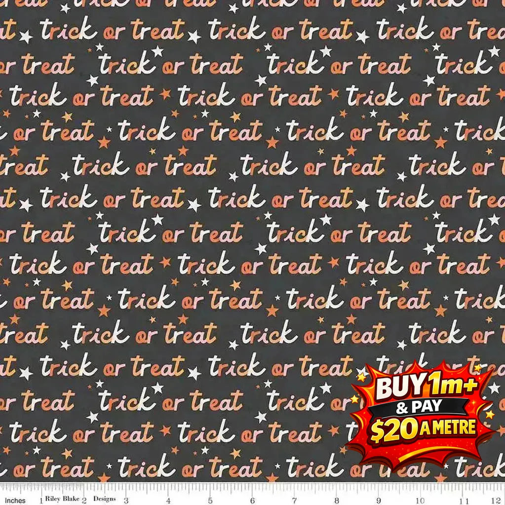 HEY PUMPKIN TRICK OR TREAT - C16034 - CHARCOAL CHARCOAL - 100% Cotton