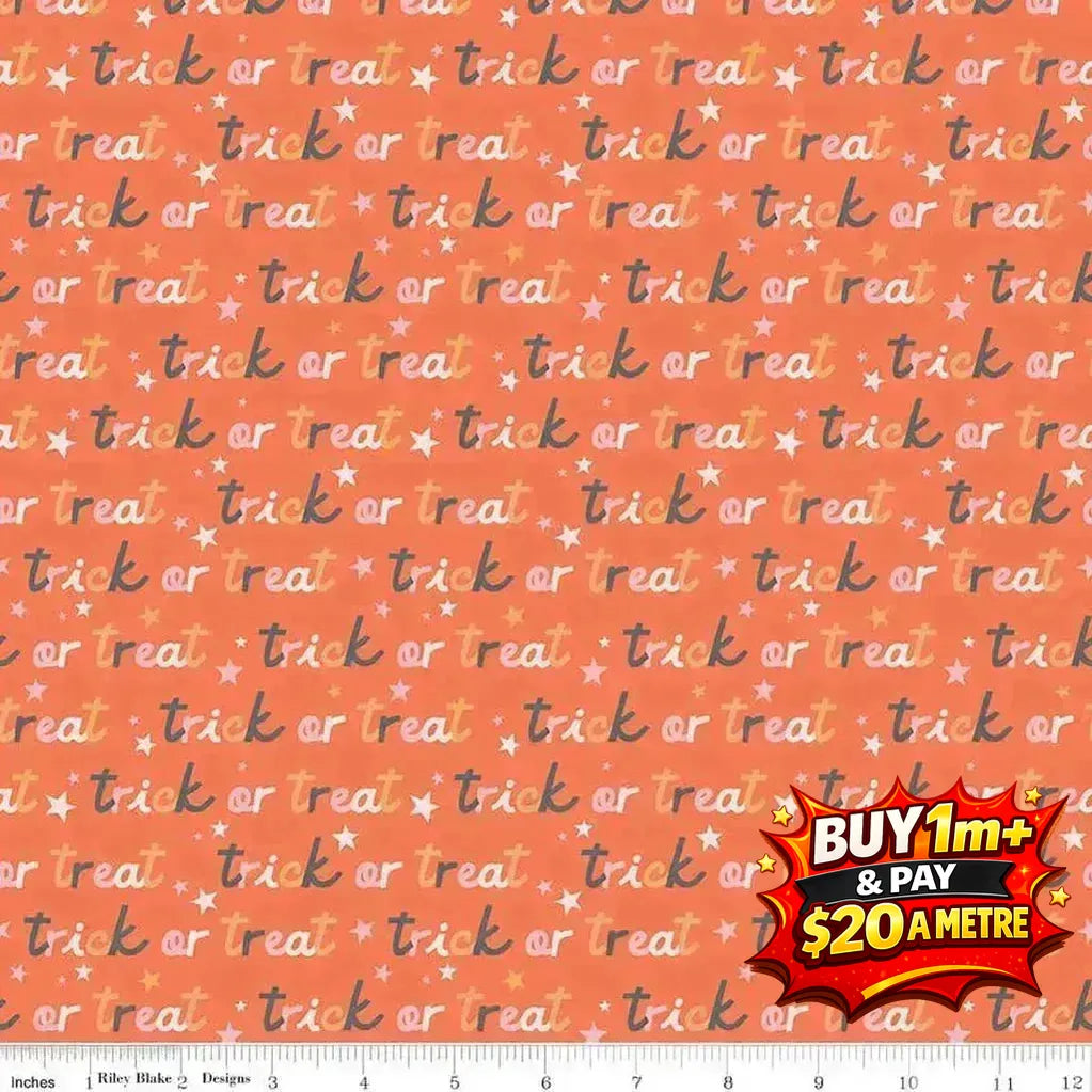 HEY PUMPKIN TRICK OR TREAT ORANGE - C16034 - ORANGE - 100% Cotton