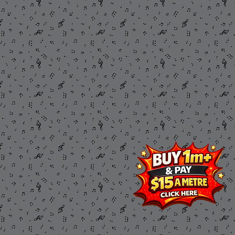 BLACKOUT NOTES GRAY - C16242-GRAY - 100% Cotton