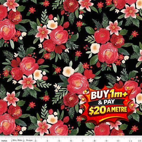 CHARMING CHRISTMAS MAIN BLACK - C16350-BLACK - 100% COTTON