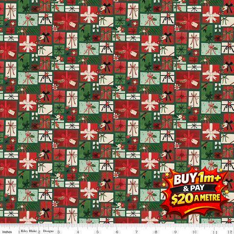 CHARMING CHRISTMAS PRETTY PRESENTS GREEN - C16352-GREEN - 100% COTTON