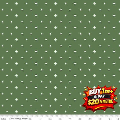 CHARMING CHRISTMAS STARS GREEN - C16355-GREEN - 100% COTTON