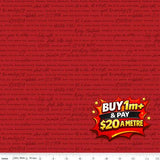 CHARMING CHRISTMAS WORDS RED - C16357-RED - 100% COTTON