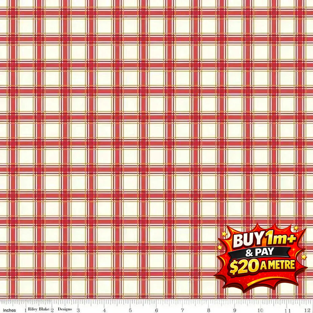 MORE CHRISTMAS WISHES PLAID WHITE - C16557 - WHITE - 100% Cotton