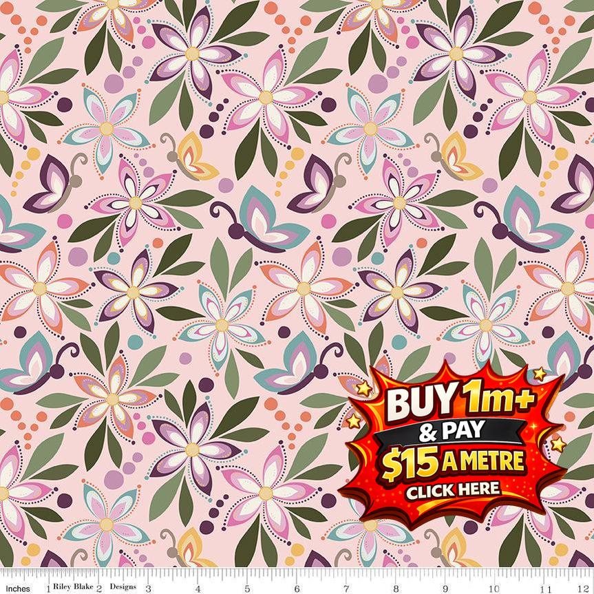 JUJU'S PETALS MAIN PINK - C16610-PINK - 100% Cotton