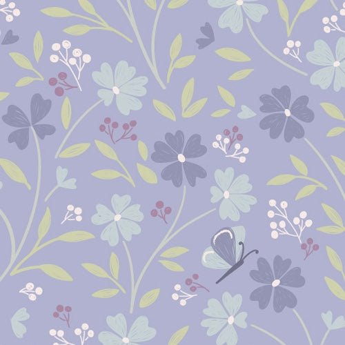 Floral Song – CC33-3 Little Blossom Lavender Blue - 100% Cotton