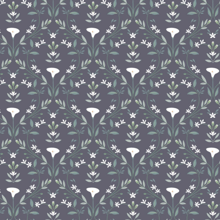 Water Garden Serenity  Charcoal  CC37.3 100% Cotton