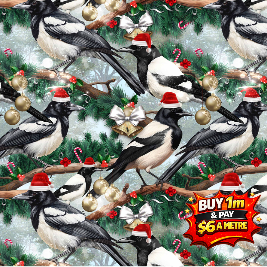 CHRISTMAS Festive Friends Magpies Final Clearance $6m (1m min cut)