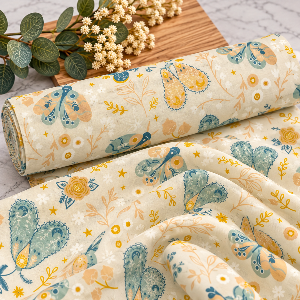 Enchanted Butterflies Premium 100% Cotton Fabric 46cm x 55cm