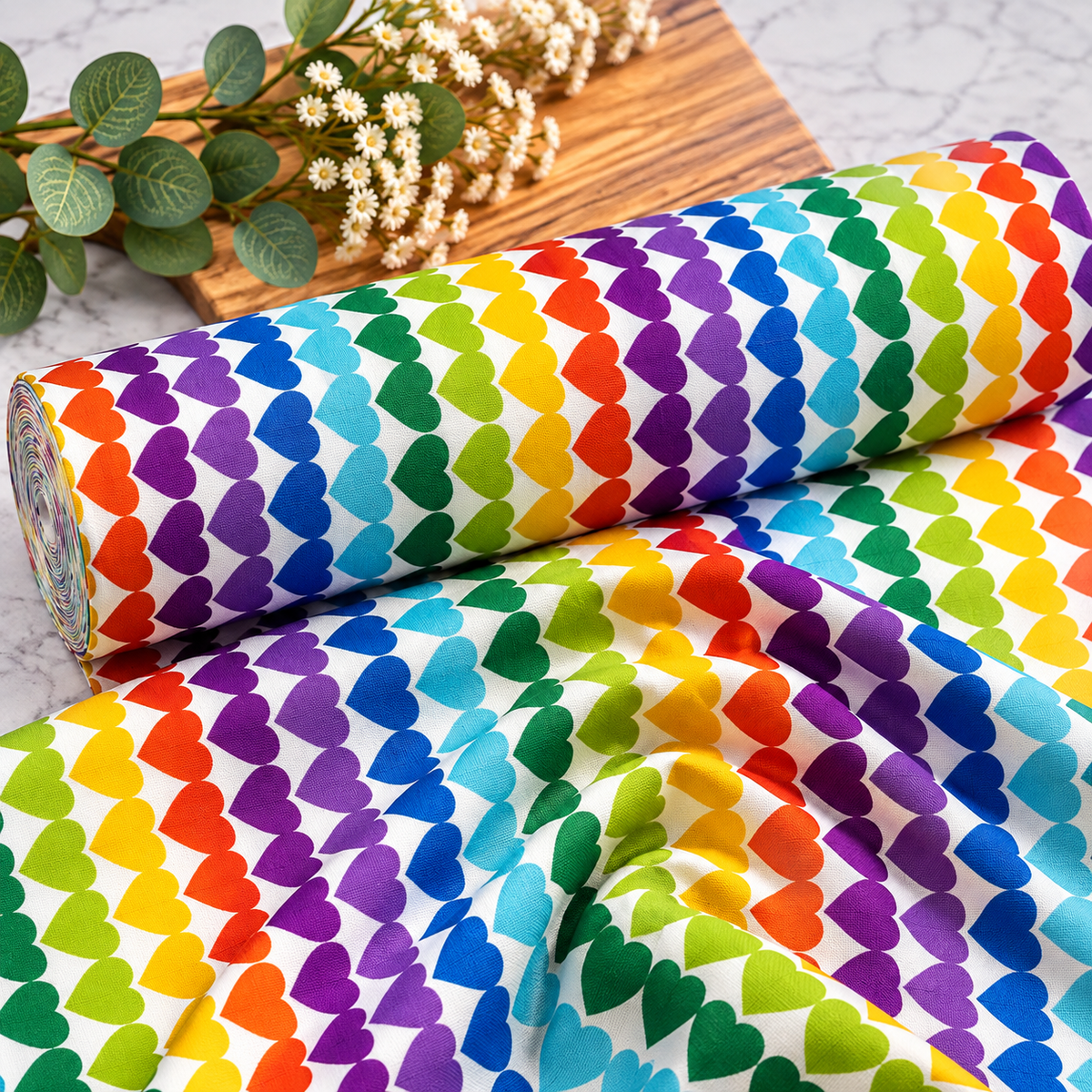 Rainbow Love  Premium 100% Cotton Fabric 46cm x 55cm