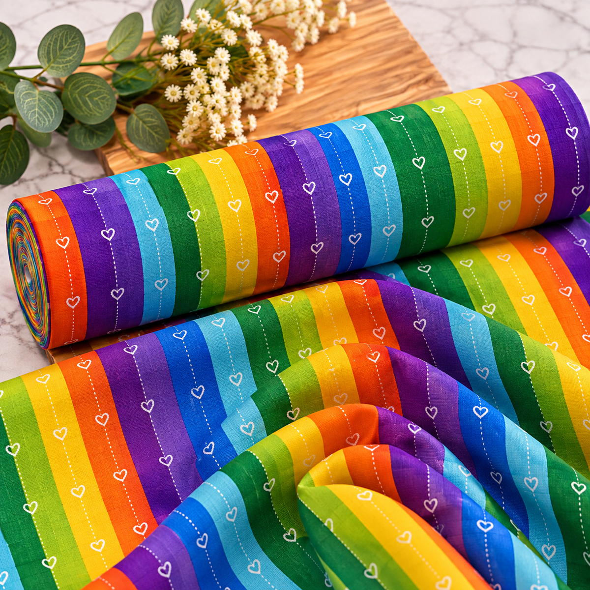 Rainbow Wishes   Premium 100% Cotton Fabric 46cm x 55cm