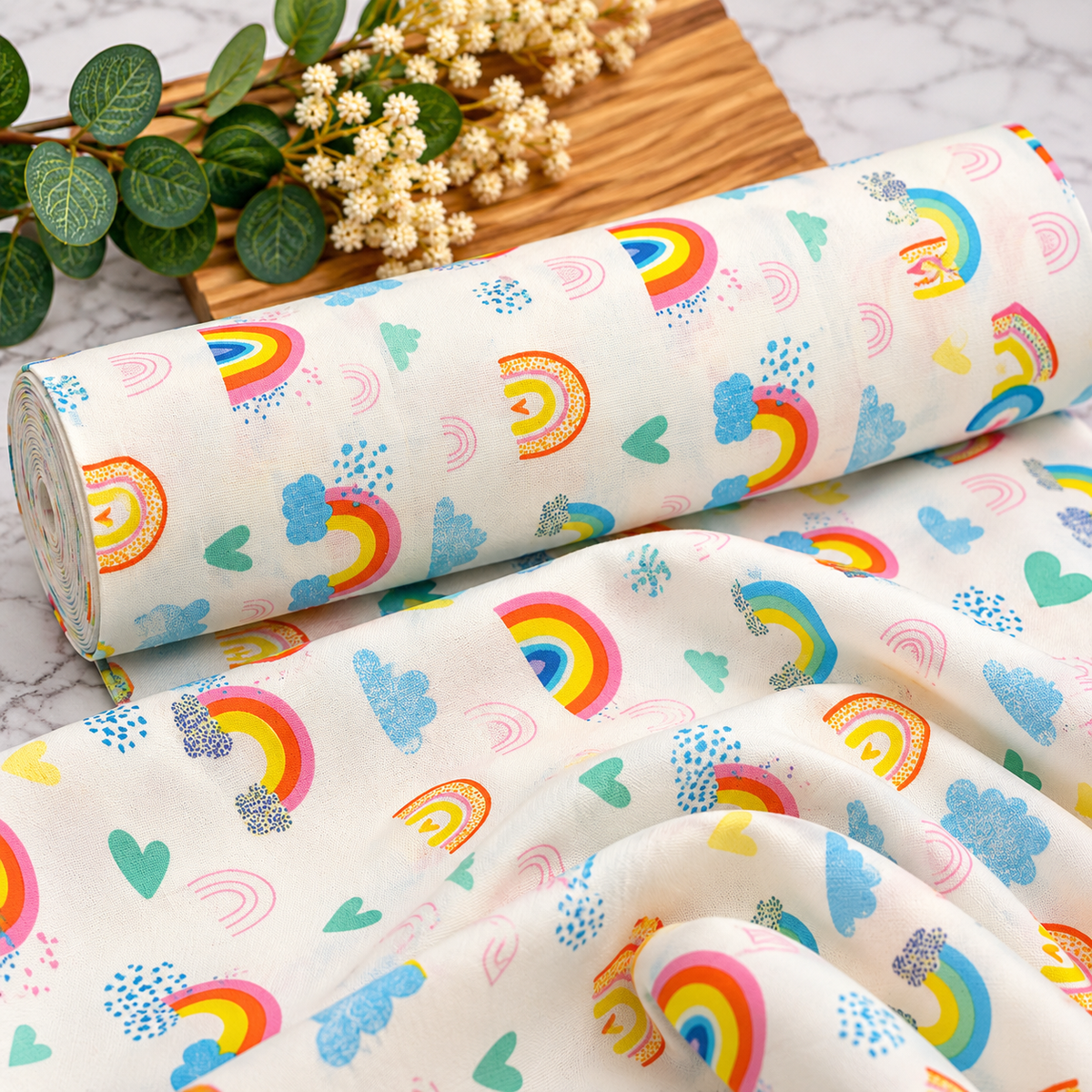 Rainbow Dreams Premium 100% Cotton Fabric 46cm x 55cm