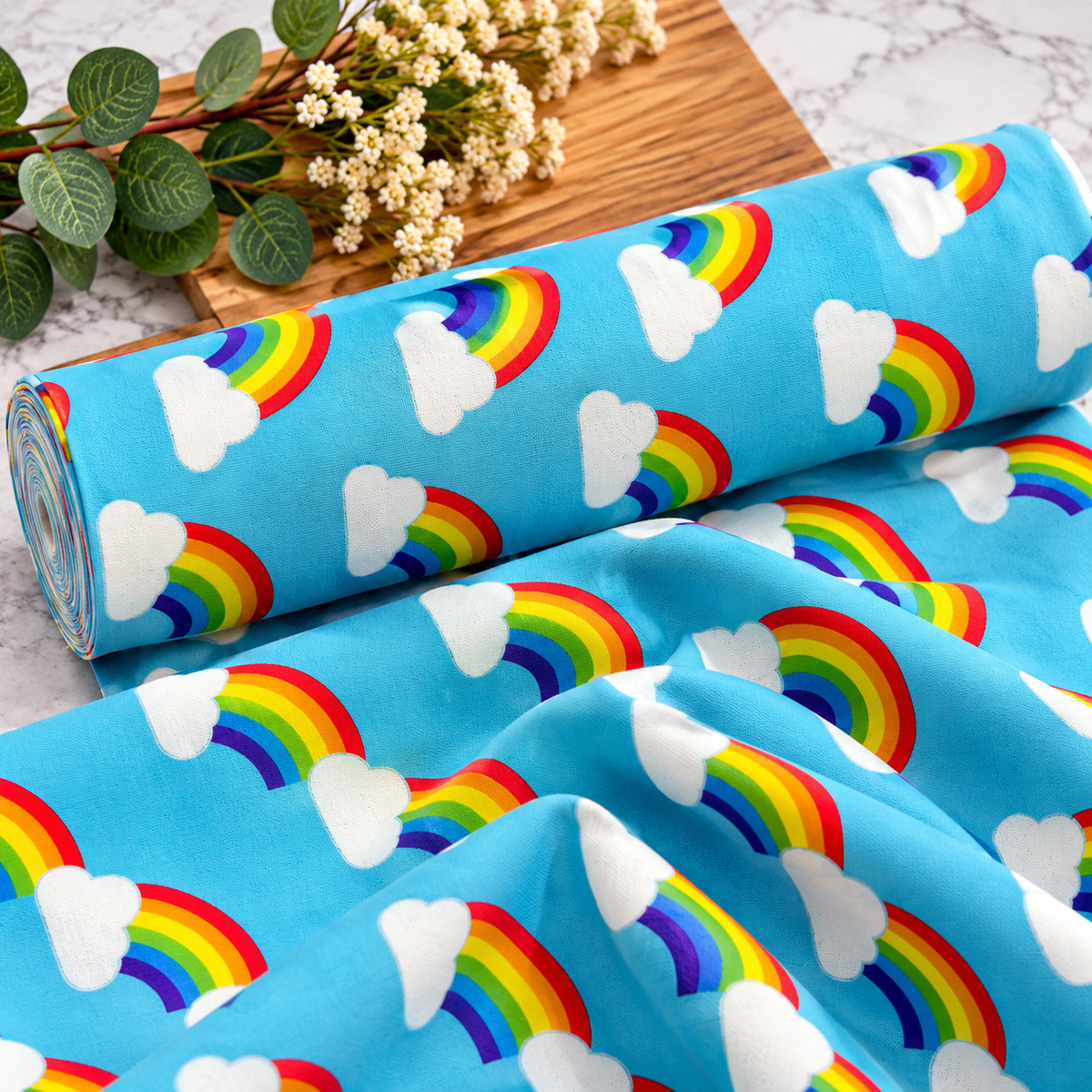 Rainbow Skies Premium 100% Cotton Fabric 46cm x 55cm