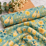 Sage Green Butterfly & Floral Premium 100% Cotton Fabric 46cm x 55cm
