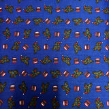 Christmas Animals on Blue Poly Cotton