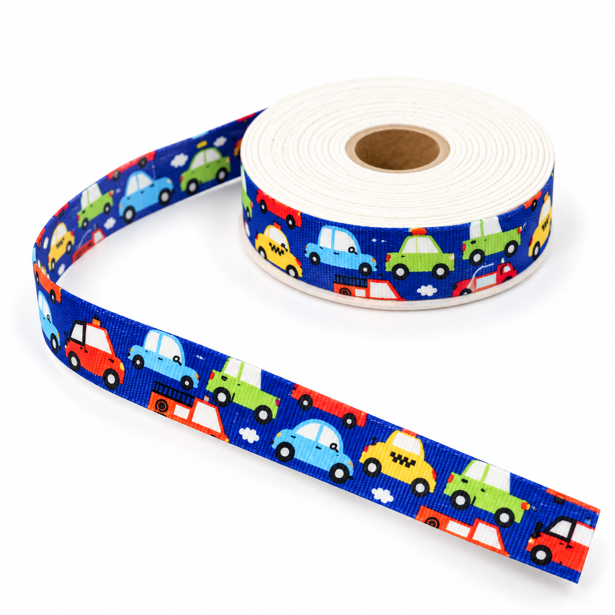 Create Handmade Ribbon Spool - 16mm x 5m - Blue Cars