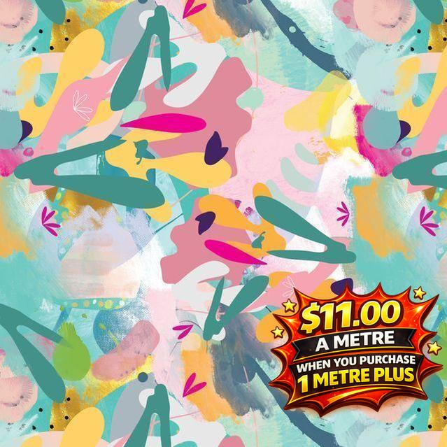 Crafty Claws Abstract Harmony Allover DV6777 100% COTTON